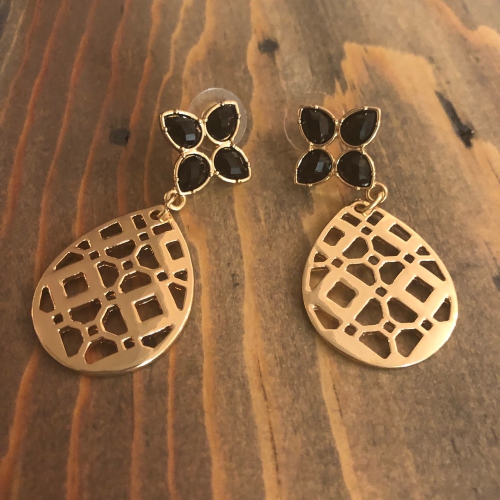 Black and gold statement earrings